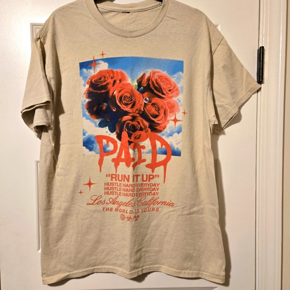 PAID Rose Tee, Beige Graphic T-Shirt